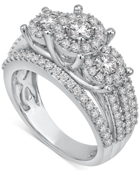 Кольцо Macy's Diamond Three Stone Halo