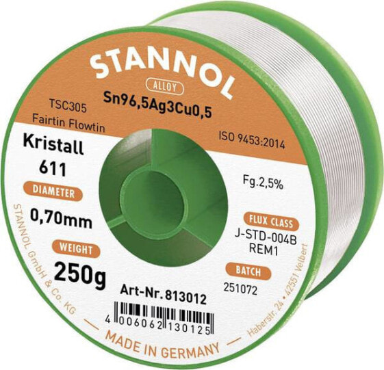 Stannol 813012 - Solder wire - Gray - 1 pc(s) - 0.7 mm - 250 g