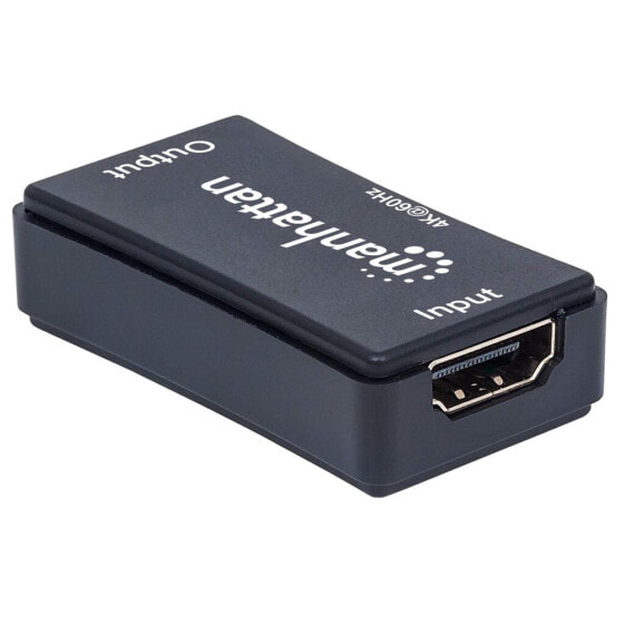 Manhattan HDMI Repeater - 4K@60Hz - Active - Boosts HDMI Signal up to 40m - Black - Three Year Warranty - Blister - 4096 x 2160 pixels - AV repeater - 40 m - Wired - Black - HDCP