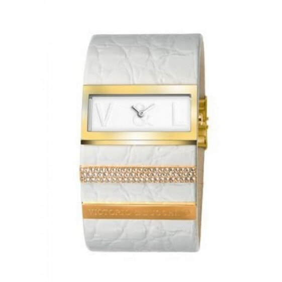 Женские наручные часы с белым кожаным ремешком V&L VL008604 ( 35 mm)