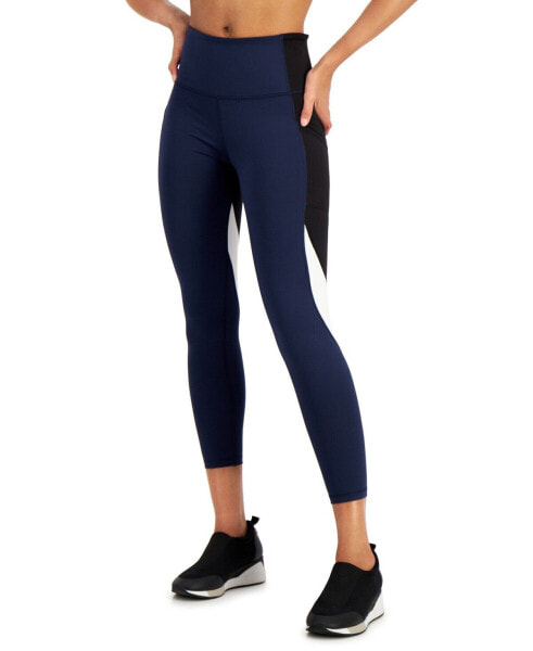 Ideology 275780 Women's Colorblock 7/8 Leggings, Size X-small Black/navy/white