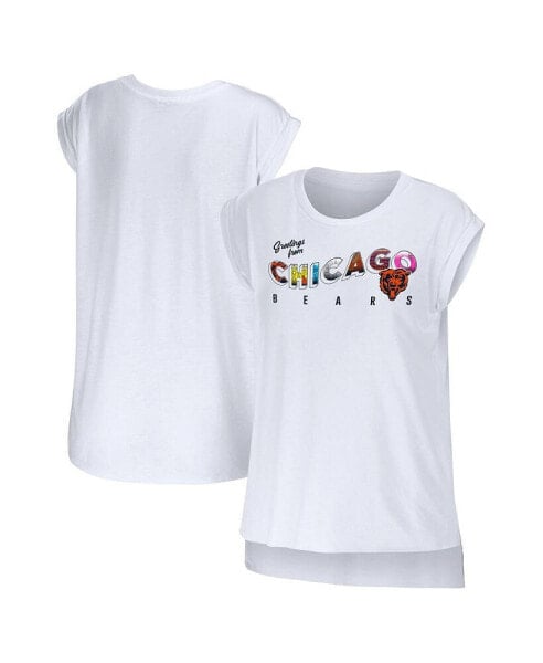 Women's White Chicago Bears Greetings From Muscle T-shirt