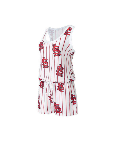 Women's White St. Louis Cardinals Reel Pinstripe Knit Romper