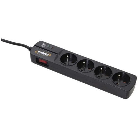 INFOSEC - S4 Black Line II - Parasurtenseur 4 Sockets FR - 2 -Jahres -Garantie