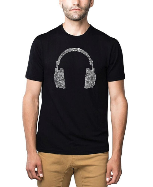 Mens Premium Blend Word Art T-Shirt - Headphones - Music Genres