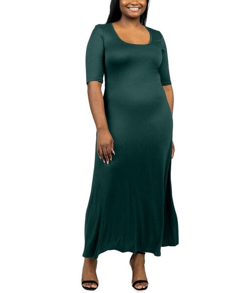 Plus Size Elbow Length Sleeve Maxi Dress