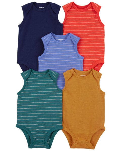 Baby 6-Pack Striped Tank Bodysuits NB