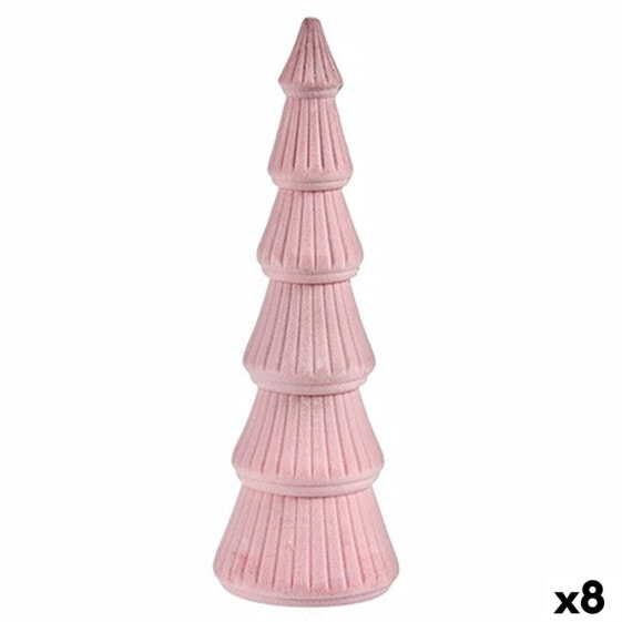 Christmas Tree Velvet Pink Wood 12 x 34,5 x 12 cm (8 Units)