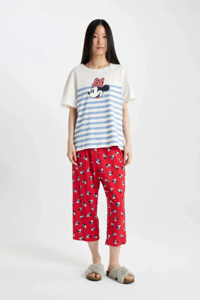 Fall in Love Disney Mickey & Minnie Regular Fit Kısa Kollu Pijama Takımı
