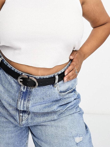 ASOS DESIGN Curve waist and hip jeans belt in black - BLACK