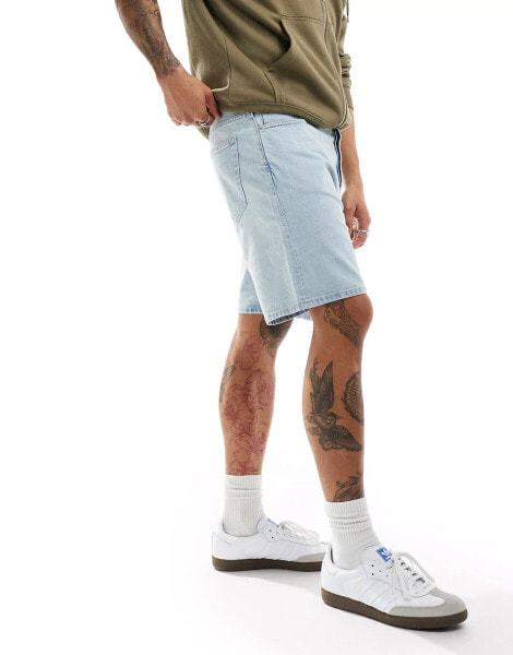 Weekday Space relaxed fit denim shorts in light blue wash