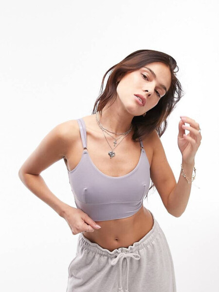 Topshop supersoft strap back crop bra in lilac