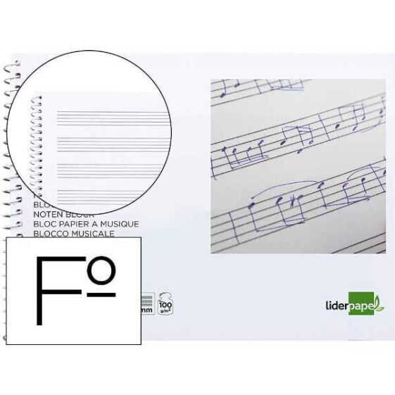 LIDERPAPEL Pentagram music pad 3 mm landscape folio 20 sheets 100g/m2