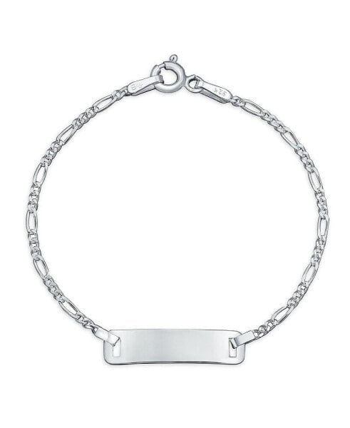 Thin Danity Identification ID Bracelet Figaro Name Plated Small Wrist 6 Inch For Women Sterling Silver