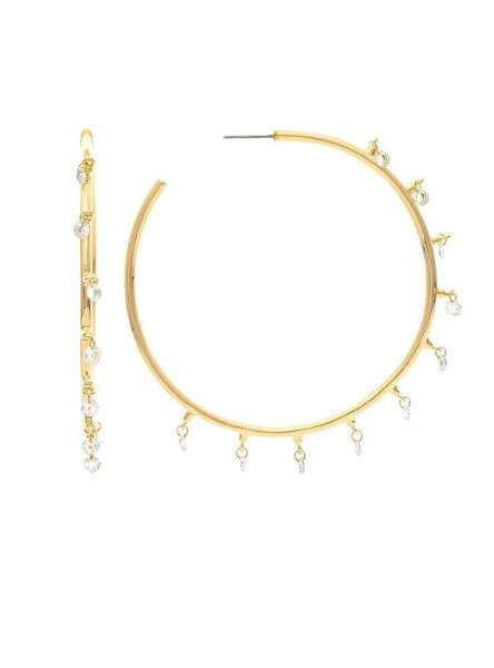 Cubic Zirconia Dangle Hoop Earrings