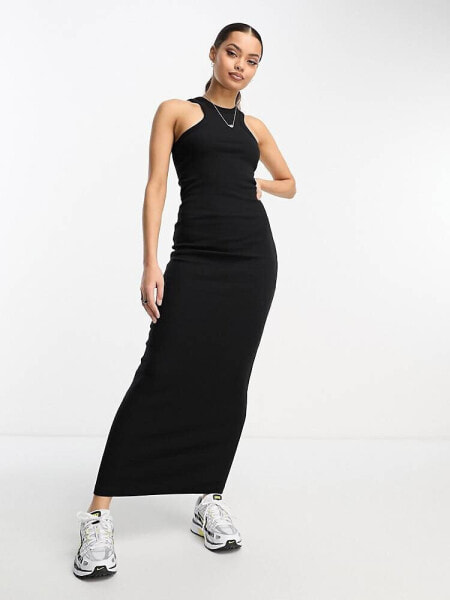 Noisy May Petite racer neck midaxi dress in black