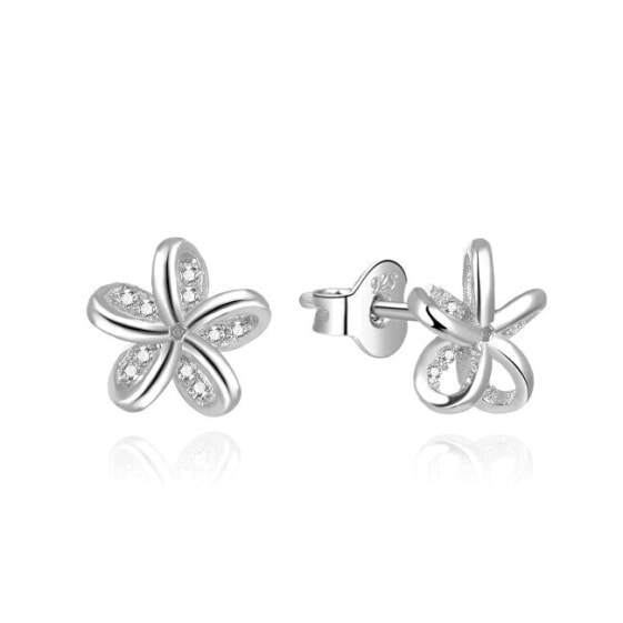 Delicate flower earrings with zircons AGUP2325L