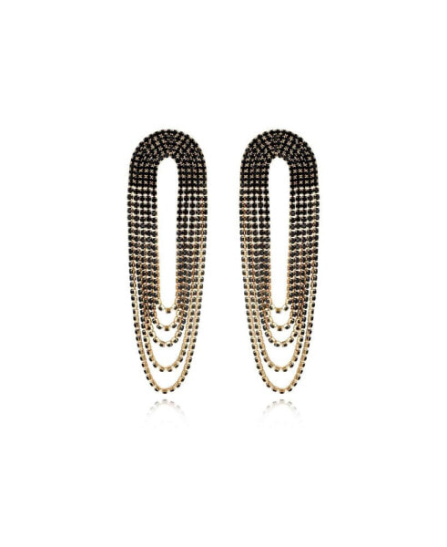 Glass Drape Fringe 18K Gold Plated Earrings