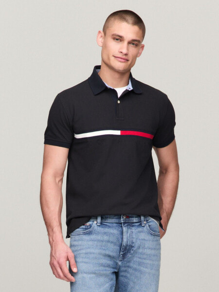 Regular Fit Embroidered Stripe Logo Polo