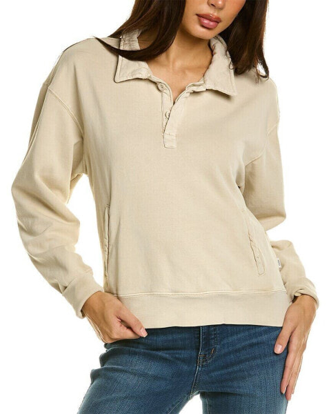 Onia Terry Polo Sweatshirt Women's Beige S