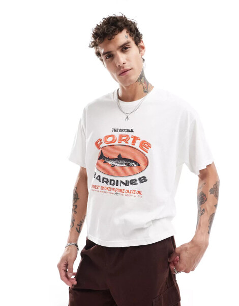 ASOS DESIGN boxy oversized t-shirt with front print in white