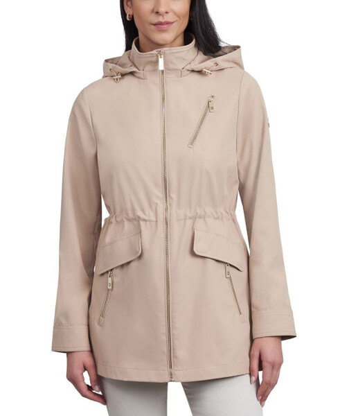 Women's Petite Hooded Water-Resistant Anorak Coat, Created for Macy's