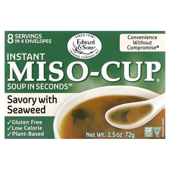 Instant Miso-Cup, Savory with Seaweed, 4 Envelopes, 2.5 oz (72 g)