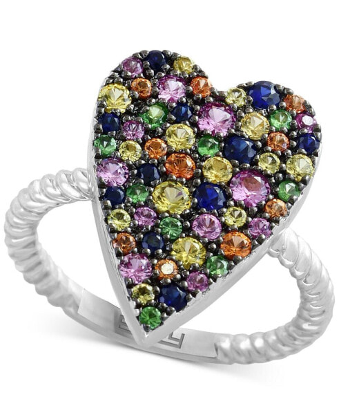 EFFY® Multi-Gemstone Heart Ring (1-3/8 ct. t.w.) in Sterling Silver
