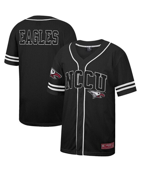 Men's Black North Carolina Central Eagles Free Spirited Mesh Button-Up Baseball Jersey