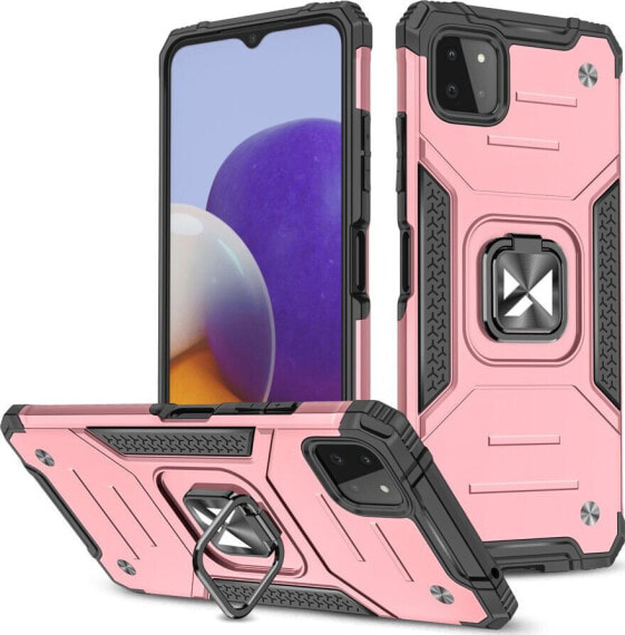 Wozinsky Wozinsky Ring Armor pancerne hybrydowe etui pokrowiec + magnetyczny uchwyt Samsung Galaxy A22 4G różowy