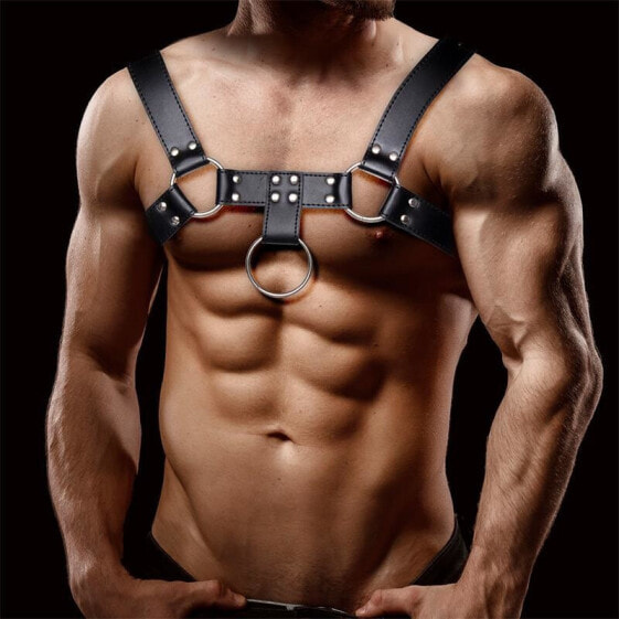 Кожаный мужской нагрудник INTOYOU BDSM LINE Bondage Harness Vegan Leather