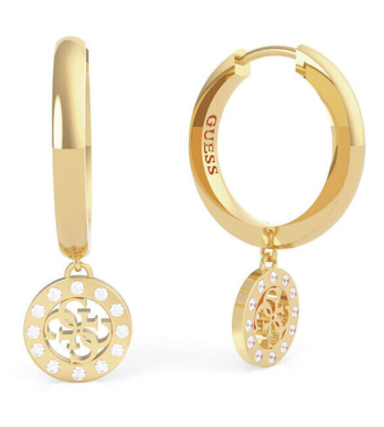 Gold-plated earrings with pendants Guess Miniature UBE79043