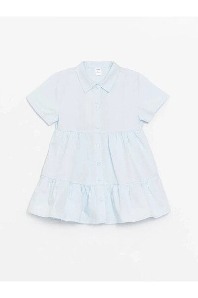 Платье для малышей LC WAIKIKI Девичий рубашечный воротник с коротким рукавом Модель Mrglobal