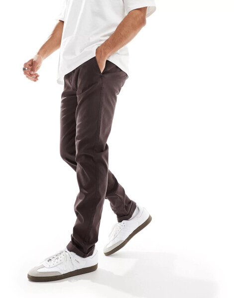 ASOS DESIGN skinny chino in washed in brown