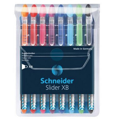 Schneider Schreibgeräte Schneider Pen Slider Basic - Multicolor - Black,Blue,Light Blue,Light Green,Orange,Pink,Red,Violet - Stick ballpoint pen - Extra Bold - Stainless steel - 1.4 mm