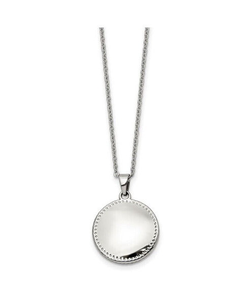 Chisel polished Puffed Disc Pendant on a 18 inch Cable Chain Necklace