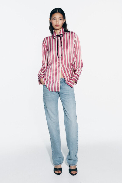 Striped satin shirt