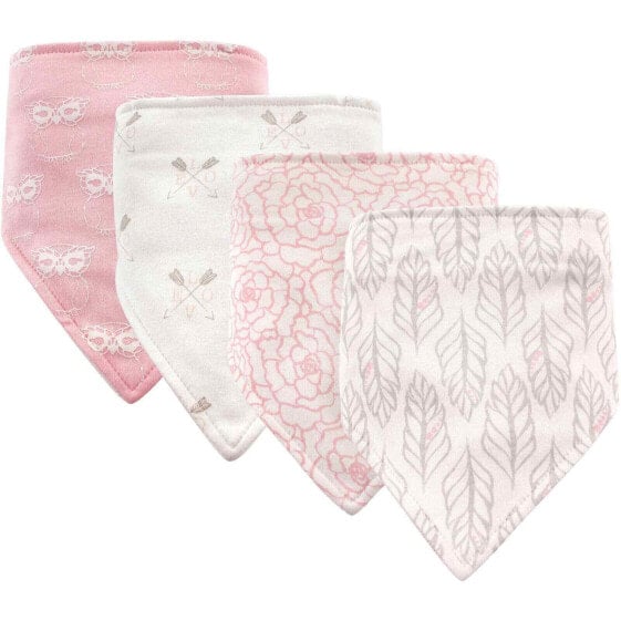 Hudson Baby Boy and Girl Bandana Bib, 4-Pack - Gray Feather One Size