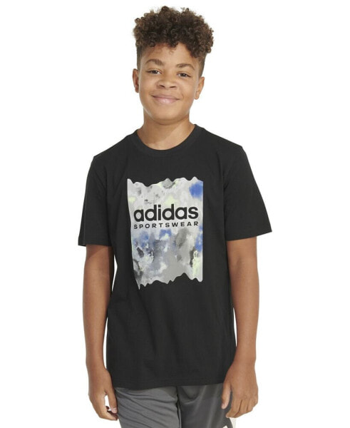 Big Boys Short-Sleeve Cotton Wash Fill Logo Graphic T-Shirt
