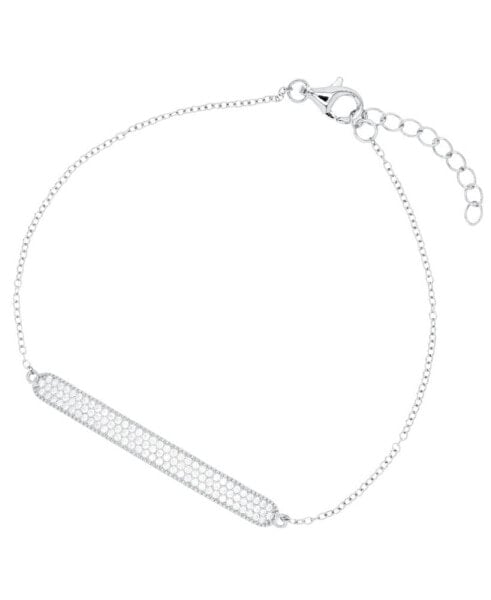 Cubic Zirconia Micro Pave Bar Bracelet in Sterling Silver (Also in 14k Gold Over Silver)