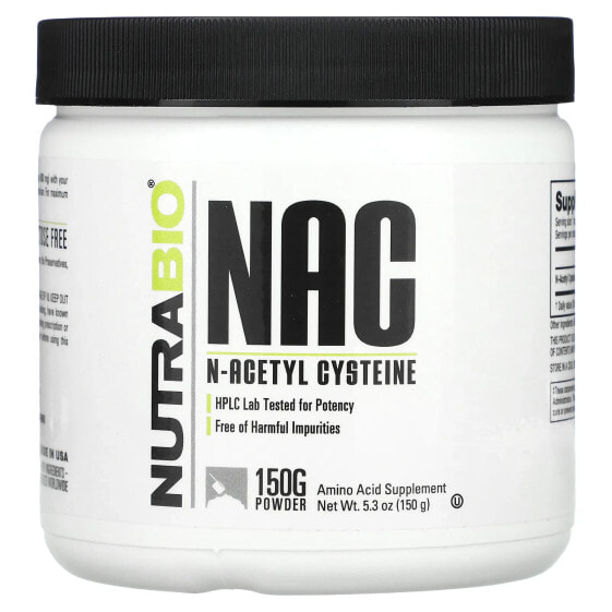 Аминокислоты NutraBio NAC, N-Acetyl Cysteine, 5.3 унции (150 г)