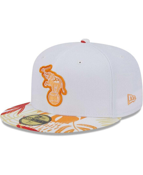 Men's White, Orange Oakland Athletics Flamingo 59FIFTY Fitted Hat