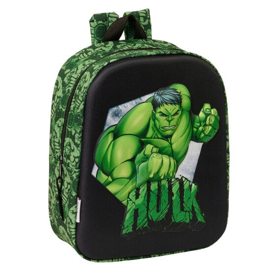 Школьный рюкзак Hulk Чёрный Зеленый 22 x 27 x 10 cm 3D