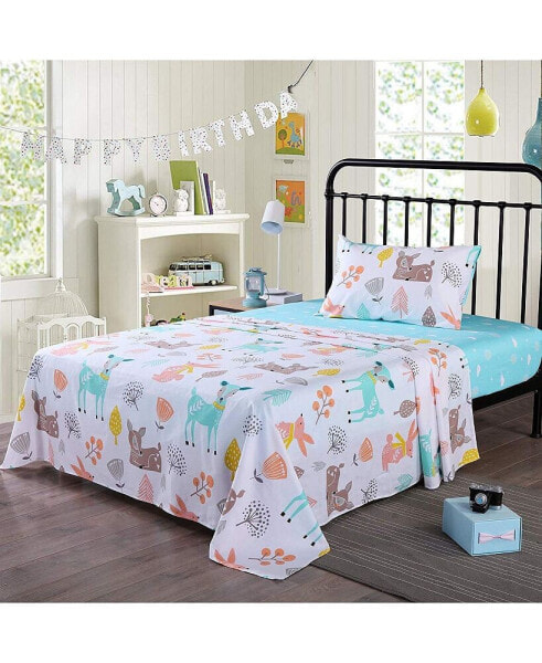 100% Girls Cotton Kids Bed Sheet Set -Twin