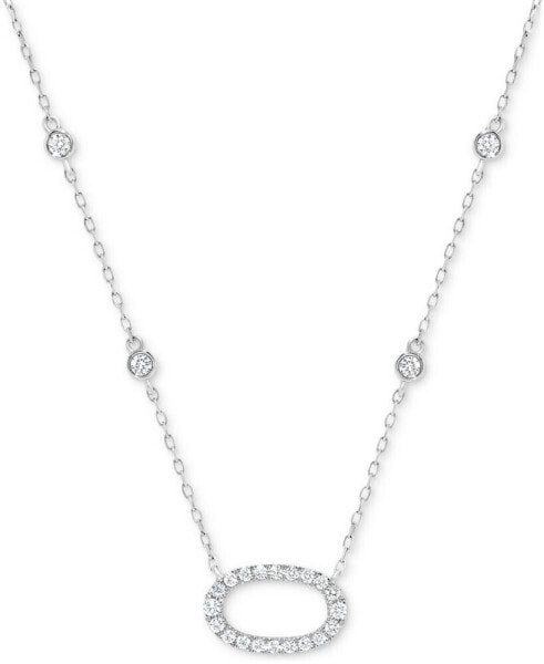Diamond Open Oval 18" Pendant Necklace (1/2 ct. t.w.) in 14k White Gold