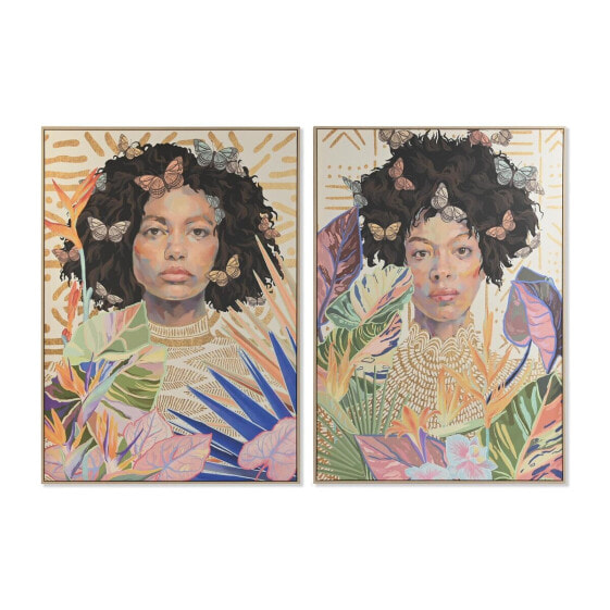 Картина с африканской женщиной DKD Home Decor Колониальный 100 x 4 x 140 см (2 шт)