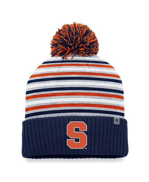 Men's Navy Syracuse Orange Dash Cuffed Knit Hat with Pom