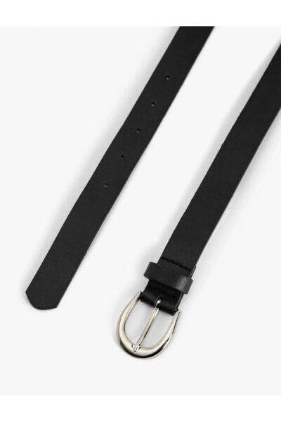 Ремень Koton Leather-Look Belt with Metal Buckle