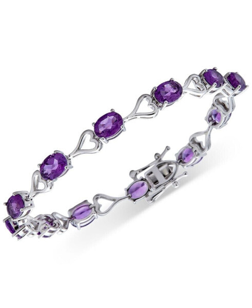 Heart Link Bracelet in Sterling Silver (Available in Amethyst, Garnet, Peridot, & Blue Topaz)