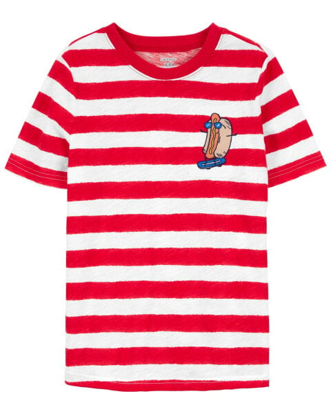 Kid Striped Hot Dog Graphic Tee 7